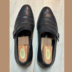 Carmina Monk Strap Shoes Rain 9.5 US 80156 Black Lama Metal Toe Cap
